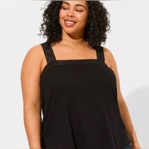 Torrid Size 5 Jersey Crinkle Gauze Eyelet Tank in EUC